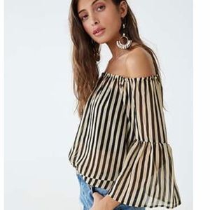 off the shoulder flowy striped blouse